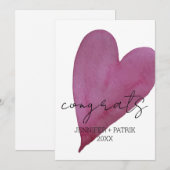 Faire-part Félicitations Cadeau de Mariage Fiançailles Cœur (Devant / Derrière)