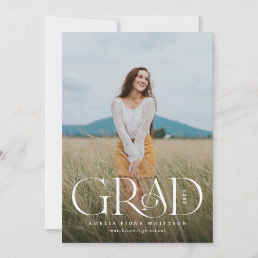 Faire-part Félicitations diplômé deux photos superposition de (Devant)