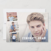 Faire-part Félicitations Grad, Photo Collage Blue Graduation  (Devant)