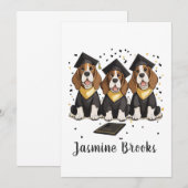 Faire-part Félicitations Graduation Basset Hound Chiens (Devant / Derrière)