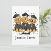 Faire-part Félicitations Graduation Goldendoodle Dogs (Debout devant)