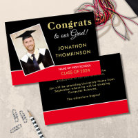 Félicitations Grand Photo Gold Black Red 2025 Grad