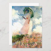 Faire-part Femme Monet avec un parasol face à gauche (Devant / Derrière)