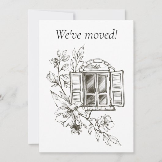 Faire-part Fenêtre avec nouvelle adresse de branche de fleurs (Devant)