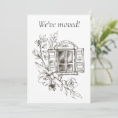 Faire-part Fenêtre avec nouvelle adresse de branche de fleurs (Debout devant)