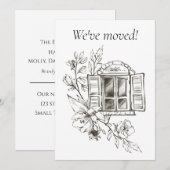 Faire-part Fenêtre avec nouvelle adresse de branche de fleurs (Devant / Derrière)