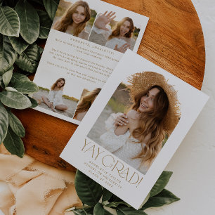 Faire-part Fente moderne Gold Yay Grad Photo Arch Grad Diplôm