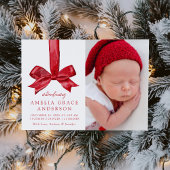 Faire-part Festif Red Bow 4 Photo Holiday Naissance
