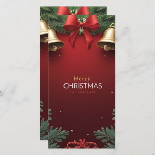 Faire-part Festive Christmas Bells and Ornaments design (Devant / Derrière)