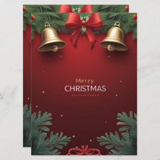 Faire-part Festive Christmas Bells and Ornaments design (Devant / Derrière)