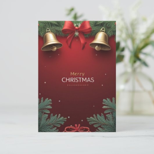 Faire-part Festive Christmas Bells and Ornaments design (Debout devant)