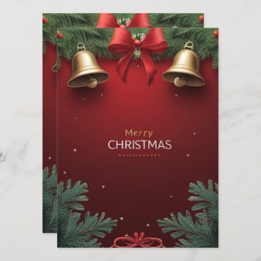 Faire-part Festive Christmas Bells and Ornaments design (Devant / Derrière)