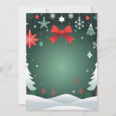 Faire-part Festive Christmas Red Bow, Snowflakes & Winter (Dos)