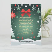 Faire-part Festive Christmas Red Bow, Snowflakes & Winter (Debout devant)