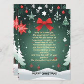 Faire-part Festive Christmas Red Bow, Snowflakes & Winter (Devant / Derrière)