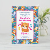 Faire-part Fête d'anniversaire de Girl Kittens sur Rainbows (Debout devant)