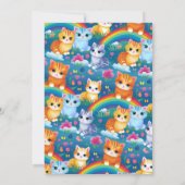 Faire-part Fête d'anniversaire de Girl Kittens sur Rainbows (Dos)