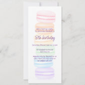 Faire-part Fête d'anniversaire des filles macarons arc-en-cie (Dos)