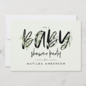 Faire-part Fête de baby shower de branche d'olivier d'aquarel (Devant)