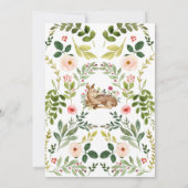 Faire-part Fête de bébé cerf à fleurs et feuillage aquarelle (Dos)