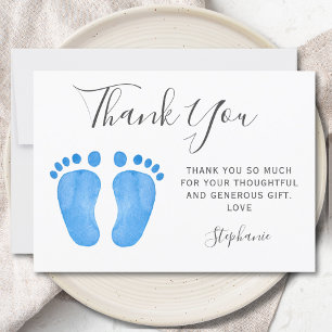 Faire-part Fête de Bébé Pieds de Bébé Bleus