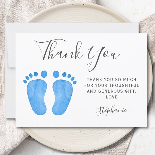 Faire-part Fête de Bébé Pieds de Bébé Bleus