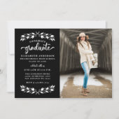 Faire-part Fête de graduation Black White Photo moderne (Devant)