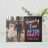 Faire-part Fête de Mariage avec Néons "Happily Ever After" Ph (Debout devant)