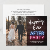 Faire-part Fête de Mariage avec Néons "Happily Ever After" Ph (Devant / Derrière)