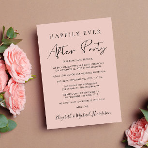 Faire-part Fête de mariage avec photo et blush Happily Ever A