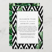 Faire-part Fête de mariage réduite en forêt tropicale géométr (Devant / Derrière)