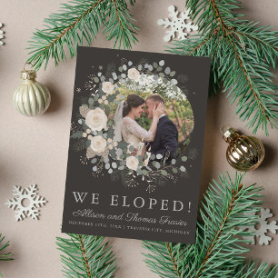Faire-part Fête de Noël de Pin Floral Elopement de la couronn