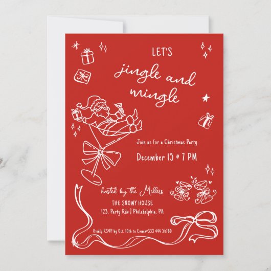 Faire-part fête de Noël fantastique Père Noël boisson amusant (Devant)