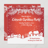Faire-part Fête de Noël, Rouge, Blanc, (Devant / Derrière)