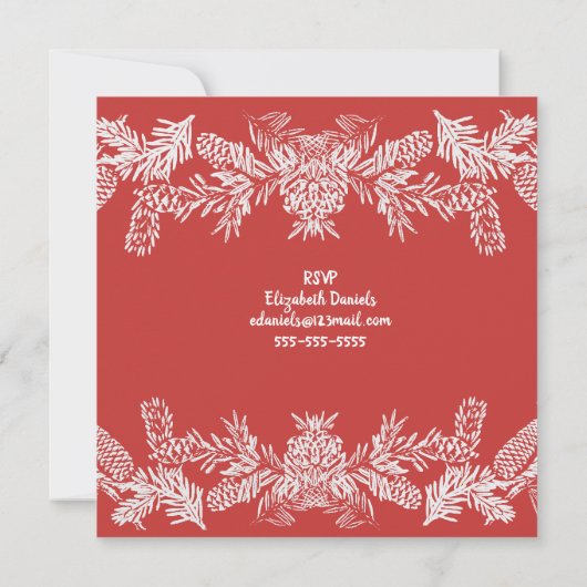 Faire-part Fête de Noël, Rouge, Blanc, (Dos)