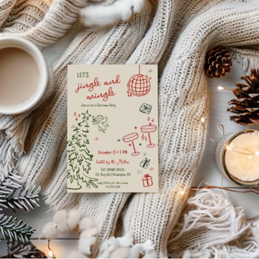 Faire-part Fête de Noël tirée à la main