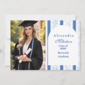 Faire-part Fête de Remise des Diplômes avec Toile Bleue Class (Devant)