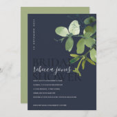 FAIRE-PART FÊTE DES MARIÉES DE COULEUR D'EAU DE LA MARINE EUC (Devant / Derrière)