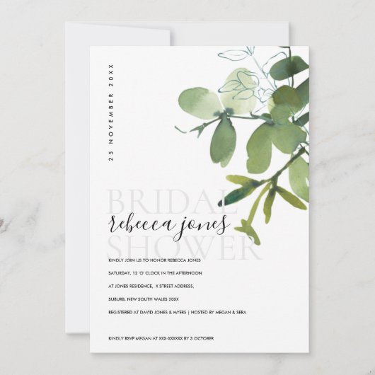 FAIRE-PART FÊTE DES MARIÉES DE COULEUR D'EAU ÉCLAIRAGE VERTE  (Devant)