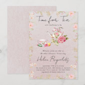 Faire-part Fête des mariées de Tea Party Fleur sauvage aquare (Devant / Derrière)