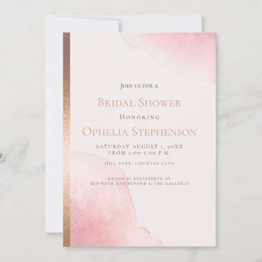 Faire-part Fête des mariées | Laver d'aquarelle rose (Devant)