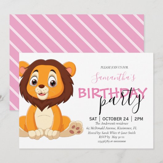 Faire-part fête du 1er anniversaire de la petite fille ! (Devant / Derrière)