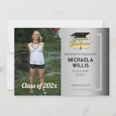 Faire-part Fêtes Diplômé sur mesure photo gris Graduation (Devant)