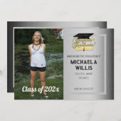 Faire-part Fêtes Diplômé sur mesure photo gris Graduation (Devant / Derrière)