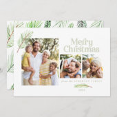 Faire-part Feuillage d'arbre pin et Noël multi-photo gras (Devant / Derrière)
