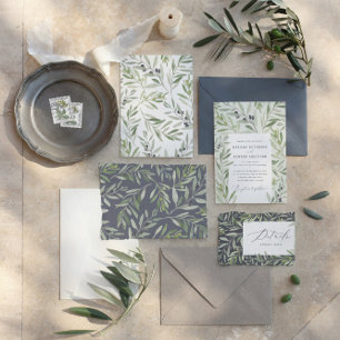 Faire-part Feuillage de branche d'olive à l'aquarelle moderne