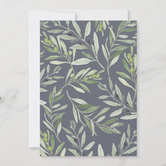Faire-part Feuillage de branche d'olive à l'aquarelle moderne (Dos)
