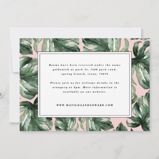 Faire-part Feuillage de feuille de palmier à l'aquarelle et d (Dos)