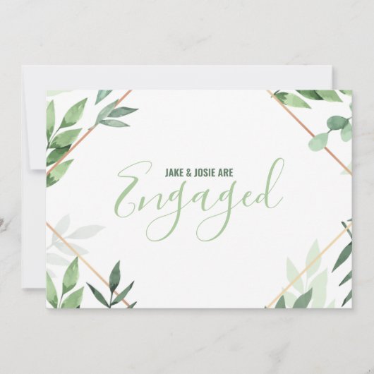 Faire-part Feuillage vert, partie de fiançailles en cuivre (Devant)