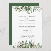 Faire-part Feuille de feuillage à l'aquarelle verte mariage b (Devant / Derrière)